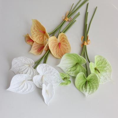 China Wholesale Artificial Home Decorative Green Artificial Plants Simulation Anthurium Garden Plastic Leaves Fake for sale