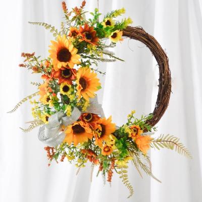 China Home Decor Wall Mounted Rose Wreath Wedding Garland Flower Wall Background Decorative Artificial Vine for sale