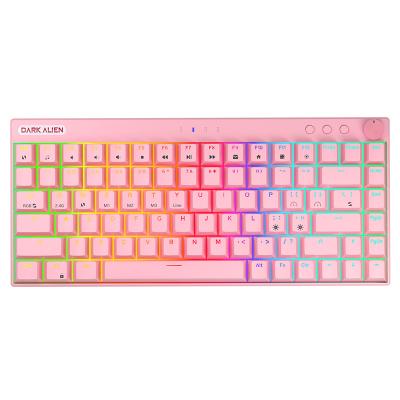 China Anti-ghosting 84 Keys Axis Exchange PBT Keycaps Three Modes RGB Cyan Hot 2.4G Radio Mechanical Gaming Keyboard for sale