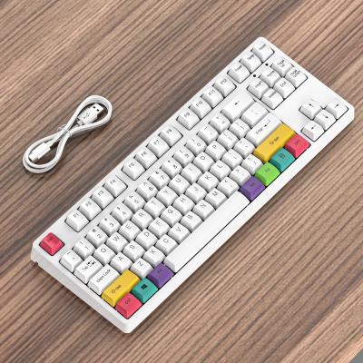 China Hot Selling NK100 Anti-Ghosting 87 Keys Removable Red Axis PBT Keycaps RGB Wired Mechanical Gaming Keyboard for sale