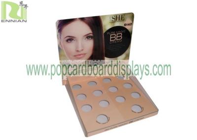 China BB Cream Pop Custom Cardboard Holes Counter Display Cosmetic Point Of Sale Display for sale