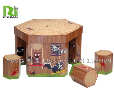 China Kids Corrugated Cardboard Furniture Folding Paper Table And Chair for sale