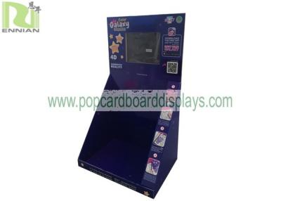 China POP Acrylic Counter Stationery Cardboard Display Shelves With LCD On The Header for sale