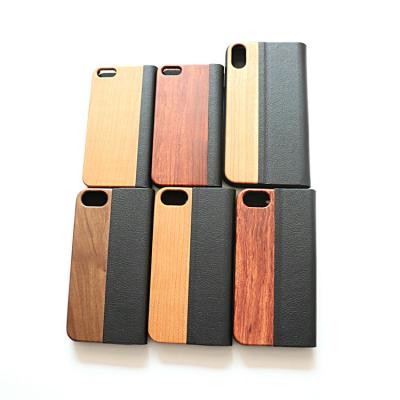 China Frosted Wooden Wallet Leather+Bamboo Phone Case For iPhone 6 Plus Leather Case for sale