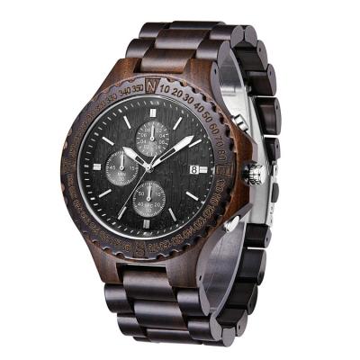 China Not Specified Low Moq Custom Design Ebony Wooden Watch Man Fashion Clock All Black For Sale for sale