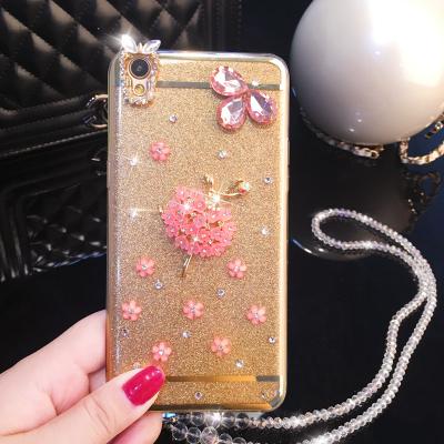 China Luxury Seamless Fit Flowers Diamond TPU Case For OPPO F1s R7 R9 R9s F1 R11 Plus/R7S/A33/A53/A59/A31/A37/A35 for sale