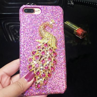 China Seamless Fit Infinix Crystal Diamond Shiny Peacock Chinese Custom Printer Mobile Cell Cover Glitter Bling Bling Phone Case For iPhone 6 for sale