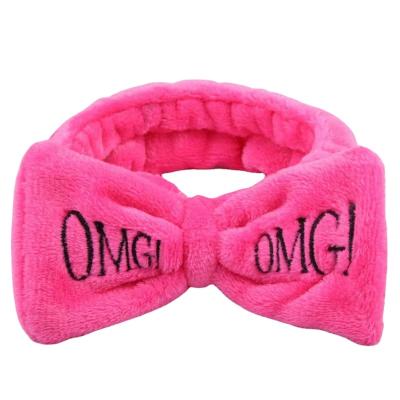 China EXFOLIATE Soft Solid Color Face Makeup Hair Bands For Face Shower Face Shower Coral Fleece Women Fluffy Spa Headband for sale