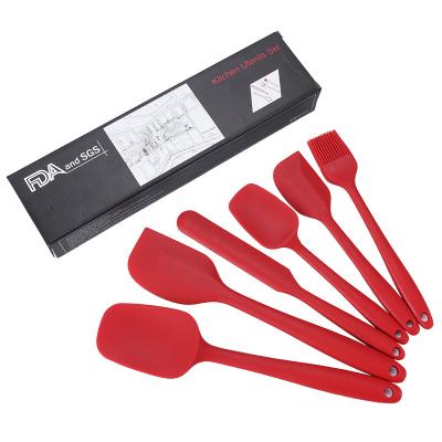 China Best Selling Stocked 6pcs Silicone Spatula Set For Kitchen Food Grade Silicone Baking Products Black/Red Heat Resistant for sale