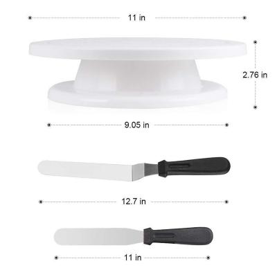 China 6pcs Sustainable Baking Products Cake Decorating Set with 11 Inch Non-Slip Tower Table for Cake Stainless Steel Spatula Scrapers for sale