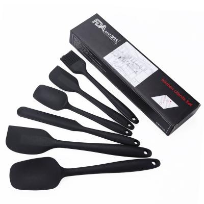 China 6Pcs Food Grade Silicone Stocked BPA Free Heat Resistant Non-Stick Spatula Set For Kitchen Cooking Baking Goods Easy To Clean for sale