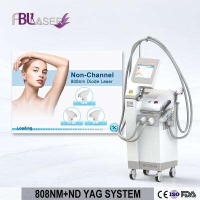 Chine poignées professionnelles du dispositif 2 de beauté de retrait d'épilation de laser de diode + de tatouage de laser de yag de ND dans 1 machine à vendre