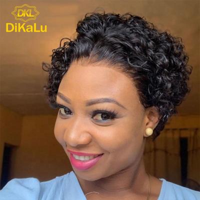 China Short Silky Straight Bob Pixie Cut Lace Front Wig Curly Pixie Curls Pre Plucked Bleached Highknight Pixie Cut Wig Human Hair Wave Knots Wigs for sale