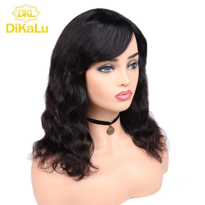 China Natural Water Wave Wignee Human Hair Wigs With Free Bangs For Women Brazilian Remy Hair 150% Density Glueless Wavy Human Wigs No Lace for sale