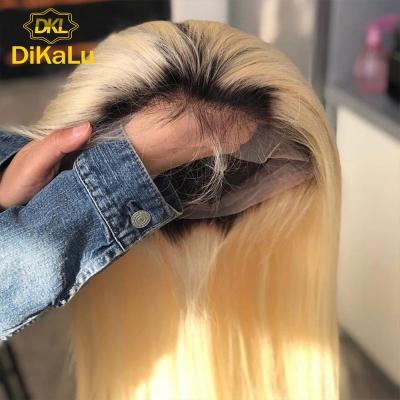 China HD Remy Straight 360 Lace Front Human Hair Wigs Ombre Highlight Lace Front Wig Brown Honey Blonde Wig Colored 13x6 Full Water Wave for sale