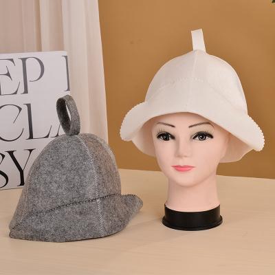 China White Wool Felt Sauna Hat Cap for Russian Banya Sauna Hut With Hang Loop Supply Te koop