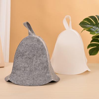 China White Wool Felt Sauna Hat Cap for Russian Banya Sauna Hut With Hang Loop Supply for sale