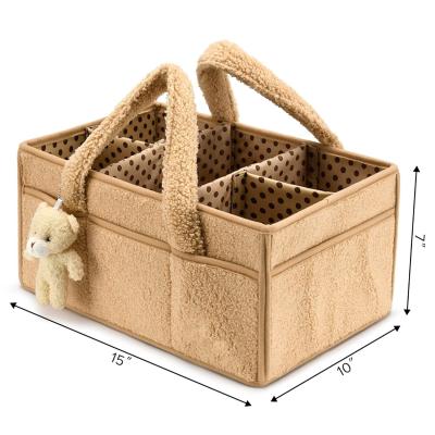 China Plush Sherpa Exterior Cozy and Functional Baby Changing Basket Perfect for Gifting to New Moms for sale