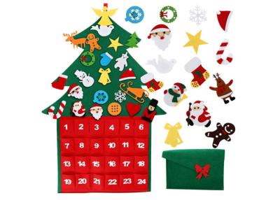 China Prenda impermeable reutilizable del calendario del advenimiento de las decoraciones del árbol de navidad del fieltro ningún descoloramiento en venta