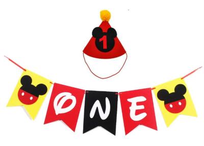 China Mickey Mouse Handmade 1st Felt Garland Birthday Highchair Banner for sale