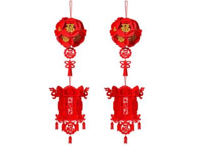 China 4 Pieces Felt Holiday Decorations Red Chinese Spring Festival 3D Lanterns for sale