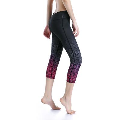 China Breathable Sportswear 3/4 Yoga Tights Bottle Gym Women Plastic Capri Pants for sale