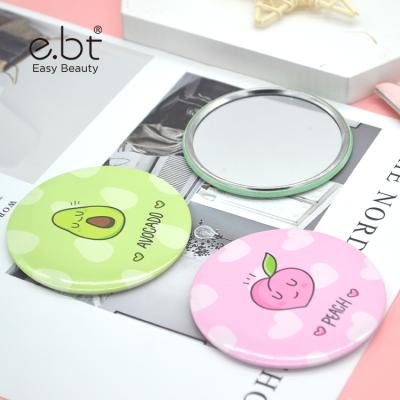 China Custom Logo Lighted Mirror Portable Small Round Pocket For Makeup Folding Mini Mirror for sale