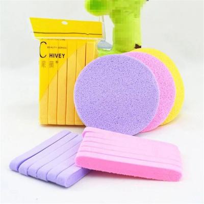 China Hot Selling 12pcs Powder Makeup Facial Sponge Compressed Sponge Makeup Removal Wash Face Facial Sponge Pads Pink for sale