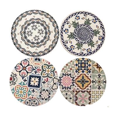 China Custom Hot Selling Viable Home Decoration Table Mat Absorbent Water Cork Back Ceramic Coaster for sale