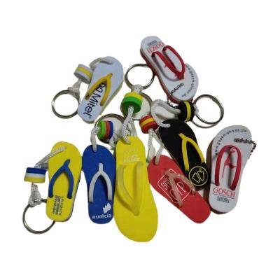 China Promotion Gift Guangzhou Factory Free Sample Customized Shoe Shape Silk Screen Printing Special Floating Foam EVA Keychain for sale