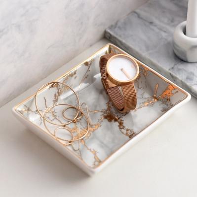 China Luxury Nordic Style Ceramic Dish Jewelry Ring Holder Ceramic Dish for sale