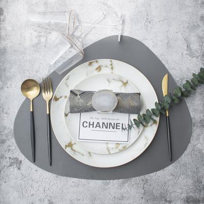 China Sustainable Ceramic Marble Dish Plate Customized Modern Type Restaurant Style Plates for sale