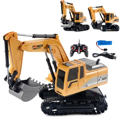 China Excellent RC Toy Engineering 5CH and 6CH Vehicle Alloy Electric Car Crawler Remote Control Excavator Toys for Children for sale