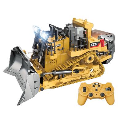 China Hot Selling 2.4G 2.4G Crawler Bulldozer Model Toy Truck 9CH Engineering Vehicle Alloy Remote Control Car For Kids for sale