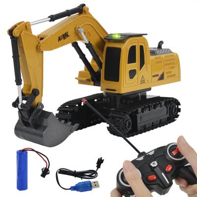 China Chargeable Radio 6 Channels Engineering Vehicle Toys RC Excavator Toy Remote Control Construction Trucks For Kids for sale