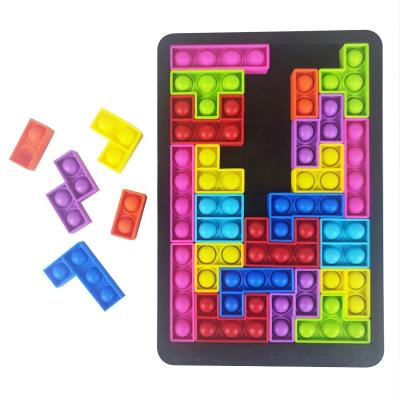 China Eco-Friendly Decompression Building Block Jigsaw Puzzle Board Game Silicone Russian Push It Bubbles Relaxation Toy Busy Person Sensory Toy for sale