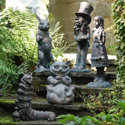 China Famous Outdoor Classic Alice Adventures Wonderland Europe Garden Alice In Wonderland Bronze Children Statue Sculpture Bronze Statue for sale