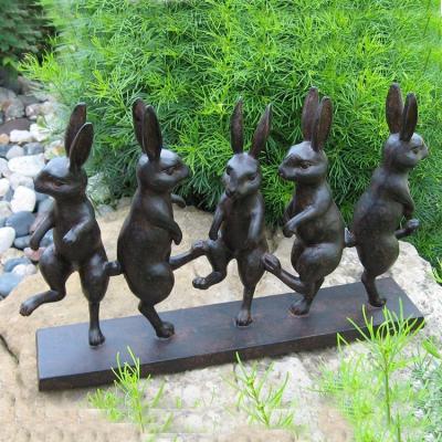 China Europe Outdoor Decoration Rabbit Statue Sculpture Dancing Rabbit Hare Statue Dancing Bronze Casting Sculpture for sale