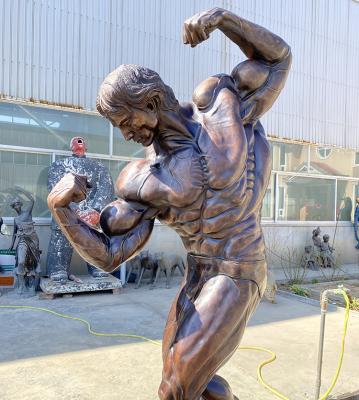 China Europe Sport Art Decor Bronze Bodybuilding Bronze Statue of Arnold Schwarzenegger Bodybuilder Statue Bronze Sculpture for Gym for sale