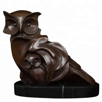 China Europe Home Decoration Small Size Abstract Animal Owl Cast Metal Art Statue Bronze Sculpture for sale