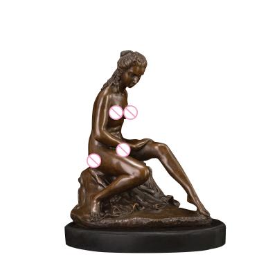 China Small Size Lady Statue Bronze Decoration Europe Home Statue Naked Woman Sculpture for sale