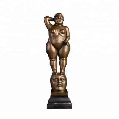 China Europe ArtsHom DS-286 Famous Famous Botero Style Bronze Woman and Man Relicate Sculpture in Fernando Grosse Bronze for Home Decoration for sale