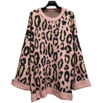 China 2022 Anti-Wrinkle New Arrivals Fashion Women Winter Autumn Sexy Leopard Print Round Neck Knitted Plus Size Women's Sweaters for sale