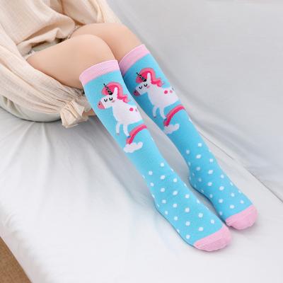 China Breathable Warm Fashion Cartoon Iconic Cute Kids Girls Over The Knee Unicorn Kids Sock for sale