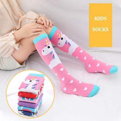 China Autumn Fancy Funny Unicorn Cartoon Fashion Cotton Animal Knee High Stockings Little Girls Children Kids Socks Breathable With Drawing for sale