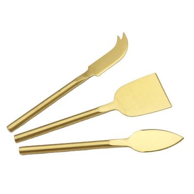 China Sustainable Promotional Selling Gold Plated Stainless Steel Tableware High Quality Knife Set Gold Plated Stainless Steel Cheese Butter Knife for sale