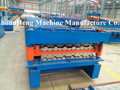 China Trapezoidal and Ibr metal roof roll forming machine including decoiler and runout table for sale