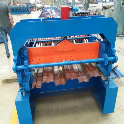 China Galvanized Steel Floor Deck Roll Forming Machine Blue 45# Steel Rollers Hydraulic Cutting en venta