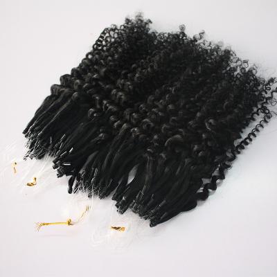 China Afro Natural Silky Straight Soft Color Afro Kinky Curly Micro Ring Micro Ring Remy Curly Micro Link Bead Hair Extensions 1g/strand for sale