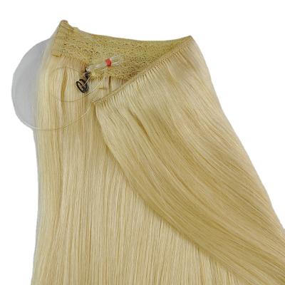 China Silky Straight Wave Hair Extensions Cut In Ash Blonde Fish Line Hair Extensions Real Hair Blonde Highlights Secret Crown Extensions Invisible for sale